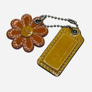 Coach Vintage Orange and Yellow Flower Daisy Keychain Key Tag hangtag